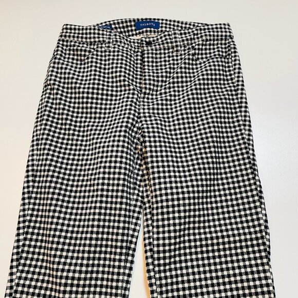 Talbots Pant Trouser Velvet High Waist Straight Leg Plaid Herringbone Winter - Picture 3 of 10